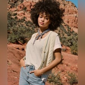 AMERICAN EAGLE | Cropped | Button Up| Cardigan |Vest |V-Neck |Cable Knit |Size M